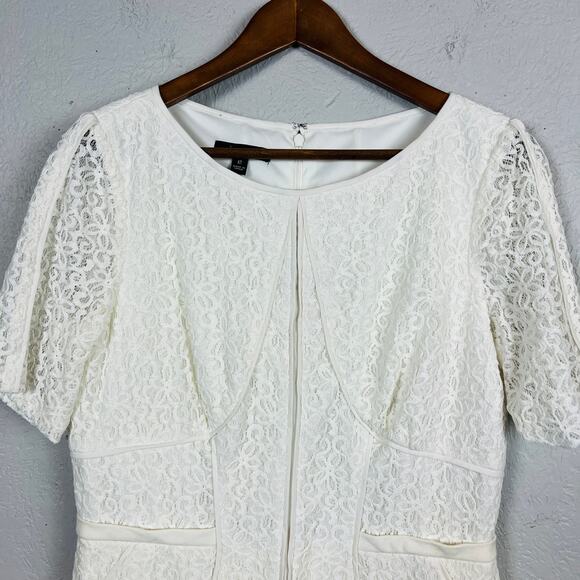 NEW! Ivy + Blue Lace Topped Sheath Dress Cream 12 - Picture 3 of 5